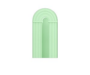 Painel Romano Veste Fácil 1,00x2,00 - Parede Arco Portal Curvas Ripadas Verde Suave 024