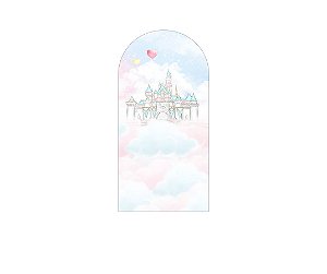 Painel Romano Veste Fácil 1,00x2,00 - Castelo Azul e Rosa Aquarela 009