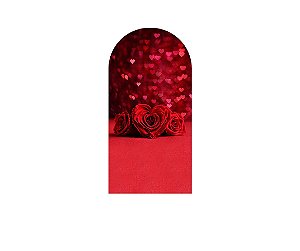 Painel De Festa Romano 1,00x2,00- Dia dos Namorados Rosa Coração Vermelho 012