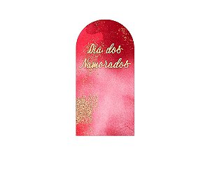 Painel De Festa Romano 1,00x2,00- Dia dos Namorados Vermelho e Dourado Aquarela 055