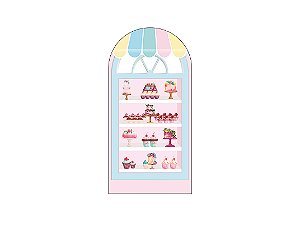 Painel De Festa Romano 1,00x2,00- Confeitaria Vitrine Rosa 005