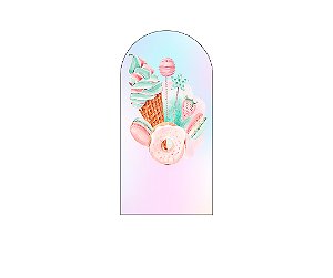 Painel De Festa Romano 1,00x2,00- Doces Sorveteria Aquarela 006