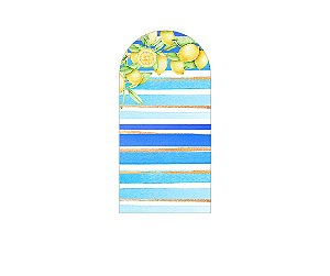 Painel De Festa Romano 1,00x2,00- Frutinha Limão Siciliano Listrado Azul 023