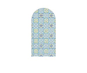 Painel De Festa Romano 1,00x2,00- Azulejo Azul com Amarelo 057