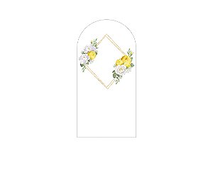 Painel De Festa Romano 1,00x2,00- Geométrico com Flores Amarelas e Brancas 046