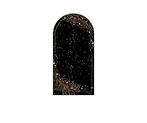 Painel De Festa Romano 1,00x2,00- Preto com Folhagens Efeito Brilhos Dourados 052