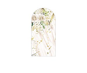 Painel De Festa Romano 1,00x2,00- Flores Efeito Mármore Bege 056