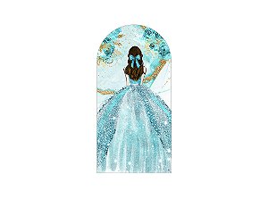 Painel De Festa Romano 1,00x2,00- Princesa com Flores Azul Esverdeaso 095