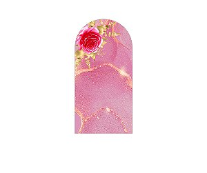 Painel De Festa Romano 1,00x2,00- Flores Efeito Mármore Rosa 101