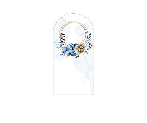 Painel De Festa Romano 1,00x2,00- Floral Azul e Dourado 123