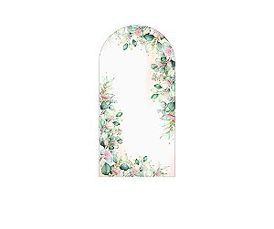 Painel De Festa Romano 1,00x2,00- Flores e Folhas Verde e Rosa 130