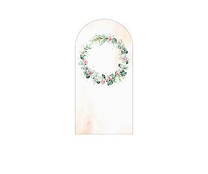 Painel De Festa Romano 1,00x2,00- Frame Flores e Folhas Verde e Rosa 131