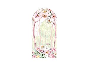 Painel De Festa Romano 1,00x2,00- Floresta Rosada com Flores Aquarela 137