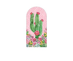 Painel De Festa Romano 1,00x2,00-  Cactos e Flores Rosas 149