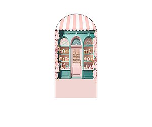 Painel Romano Veste Fácil 1,00x2,00 - Confeitaria Rosa com Flores 007
