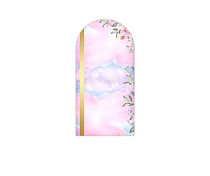 Painel Romano Veste Fácil 1,00x2,00 - Flores Rosas Geométrico Dourado 001