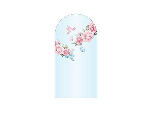 Painel Romano Veste Fácil 1,00x2,00 - Flores Rosas Fundo Azul Claro 002