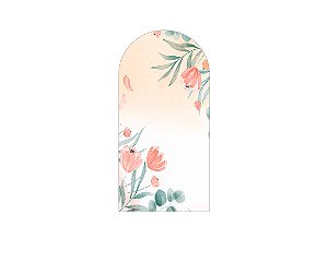 Painel Romano Veste Fácil 1,00x2,00 - Flor Verde e Salmão 065