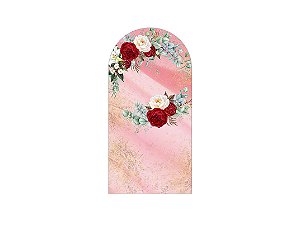 Painel Romano Veste Fácil 1,00x2,00 - Flores Efeito Marmorizado Rosa 086
