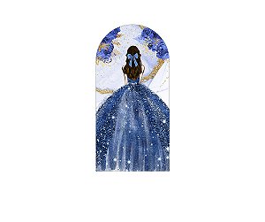 Painel Romano Veste Fácil 1,00x2,00 - Princesa Vestido e Flores Azuis 089