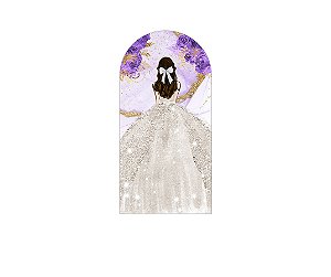 Painel Romano Veste Fácil 1,00x2,00 - Princesa Vestido Branco e Flores Lilás 090