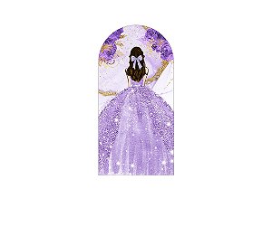 Painel Romano Veste Fácil 1,00x2,00 - Princesa Vestido e Flores Lilás 091