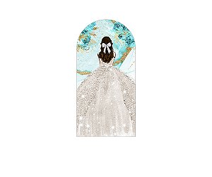 Painel Romano Veste Fácil 1,00x2,00 - Princesa Vestido Branco com Flores 094