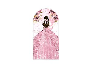 Painel Romano Veste Fácil 1,00x2,00 - Princesa Vestido e Flores Rosas 100