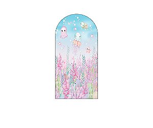 Painel De Festa Romano 1,00x2,00- Fundo do Mar Corais Rosas 009