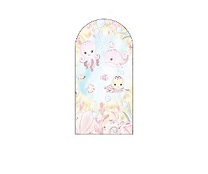 Painel De Festa Romano 1,00x2,00- Fundo do Mar Rosa e Bege Aquarela 018
