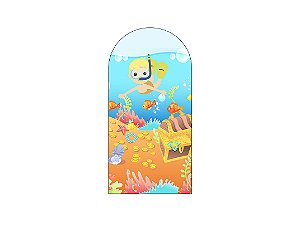 Painel De Festa Romano 1,00x2,00- Fundo do Mar Mergulhador Cute 027