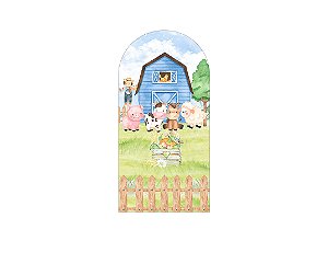 Painel De Festa Romano 1,00x2,00- Fazendinha Animais Azul 003