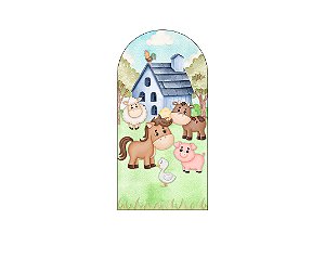 Painel De Festa Romano 1,00x2,00-  Fazendinha Casinha Azul Animais 026