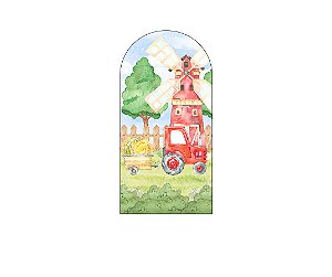 Painel De Festa Romano 1,00x2,00- Carrinho Fazendinha Vermelha 040
