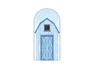 Painel De Festa Romano 1,00x2,00-  Fazendinha Celeiro Azul Suave 062