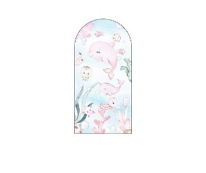 Painel Romano Veste Fácil 1,00x2,00 - Fundo do Mar Rosa Aquarela 017