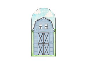 Painel Romano Veste Fácil 1,00x2,00 -  Fazendinha Casinha Azul Suave 025