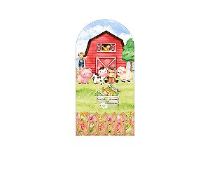 Painel Romano Veste Fácil 1,00x2,00 - Fazendinha Animais Vermelho Aquarela 041