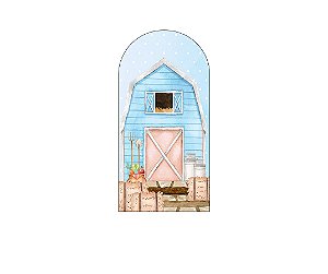 Painel Romano Veste Fácil 1,00x2,00 -  Fazendinha Azul com Bege 042