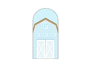 Painel Romano Veste Fácil 1,00x2,00 - Fazendinha Celeiro Delicado Azul 057