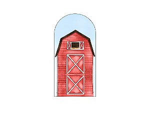 Painel Romano Veste Fácil 1,00x2,00 -  Fazendinha Celeiro Aquarela Vermelho 061