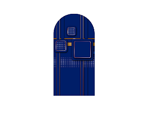 Painel Romano Veste Fácil 1,00x2,00 - Azul Efeito Geométrico Quadrados Dourados 007