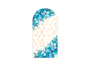 Painel Romano Veste Fácil 1,00x2,00 - Azul Efeito Geométrico Flores Azuis 008