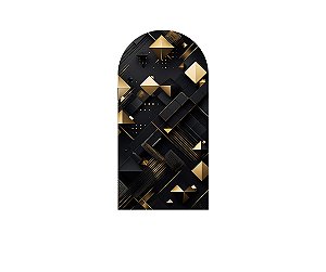 Painel Romano Veste Fácil 1,00x2,00 - Efeito Geométrico Preto com Dourado 023