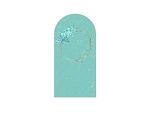Painel Romano Veste Fácil 1,00x2,00 - Azul Esverdeado com Geométrico Dourado 038