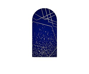 Painel Romano Veste Fácil 1,00x2,00 - Azul com Geométrico Prateado 029
