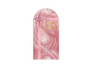 Painel Romano Veste Fácil 1,00x2,00 - Happy Birthday Efeito Metálico Rosa 034