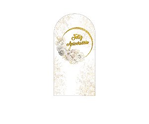 Painel Romano Veste Fácil 1,00x2,00 - Flores Brancas Feliz Aniversário 043