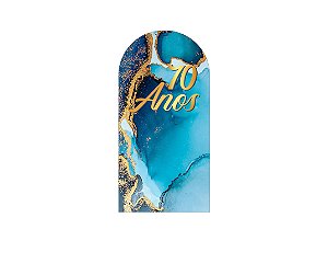 Painel Romano Veste Fácil 1,00x2,00 - Efeito Mármore Azul com Dourado 70 Anos 056