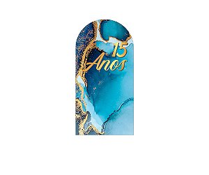 Painel Romano Veste Fácil 1,00x2,00 - Efeito Mármore Azul com Dourado 15 Anos 063